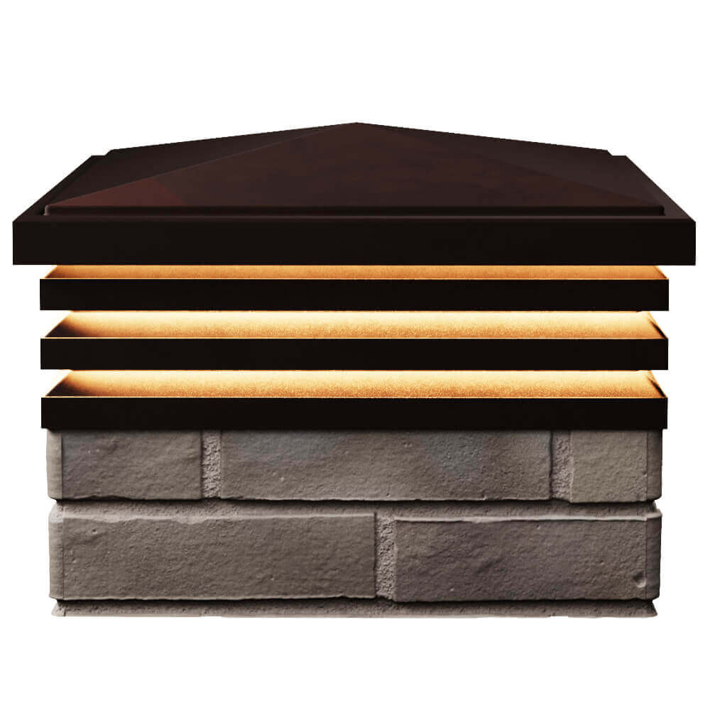 Колпак Zking Бона ХайТек Коричневый на столб 1.5х1.5 кирпича (385х385мм) с подсветкой в Клину фото