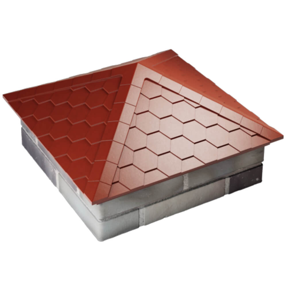 Колпак Zking Эверест Красный на столб 2х2 кирпича (535х535мм) Клин фото